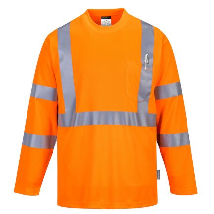 Hi-Vis Pocket T-Shirt L/S , 4XL, R, Orange