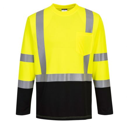 Laguna Hi-Vis Contrast Pocket T-Shirt L/S , 4XL, R, Yellow/Black