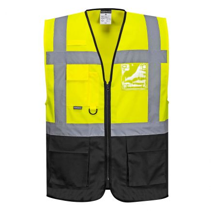 Warsaw Hi-Vis Contrast Executive Vest , 4XL, R, Yellow/Black