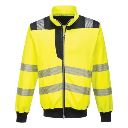 PW3 Hi-Vis Zipped Sweatshirt, 4XL, R, Yellow/Black