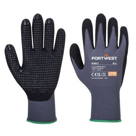 DermiFlex Plus Glove - Nitrile Foam, L, R, Gray/Black