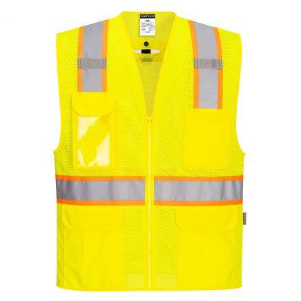 Hi-Vis Contrast Fall Protection Vest , 4XL, R, Yellow