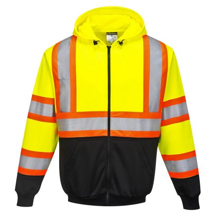 Kansas Hi-Vis Contrast Tape Zipped Hoodie , 4XL, R, Yellow/Black