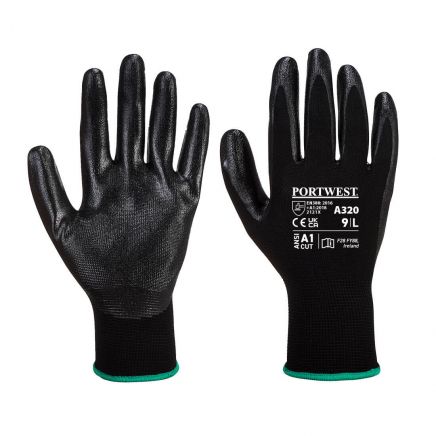 Dexti-Grip Glove - Nitrile Foam, L, R, Black